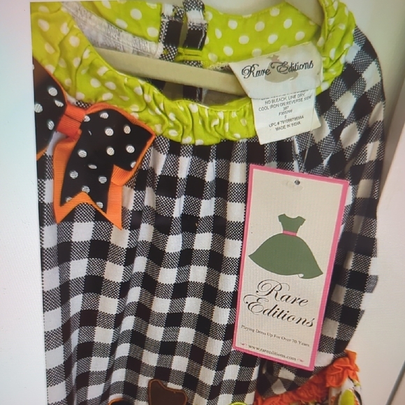 Rare Editions B/W Checked Fall Pumpkin With Ruffles On Hem And Cuffs Size 5 - Picture 7 of 10